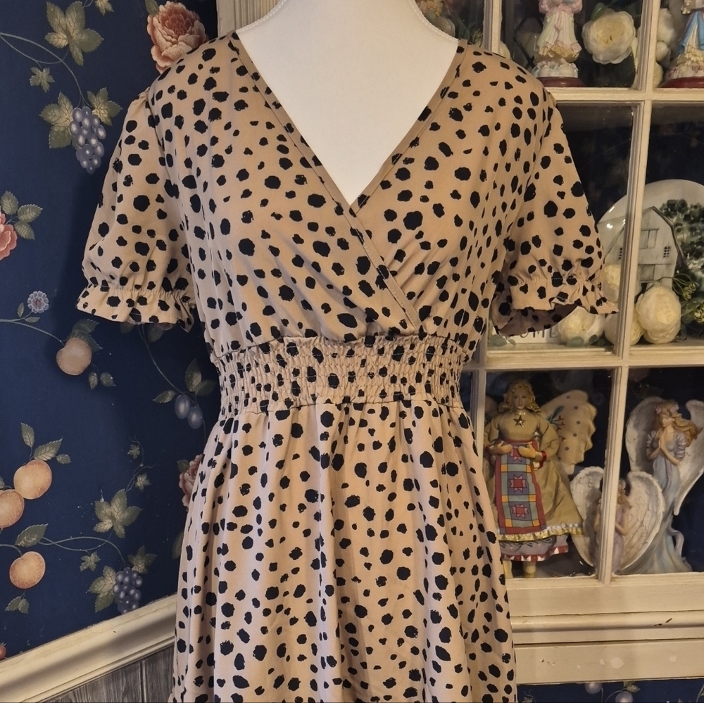 SHEIN Tan Polka Dot Mini Dress